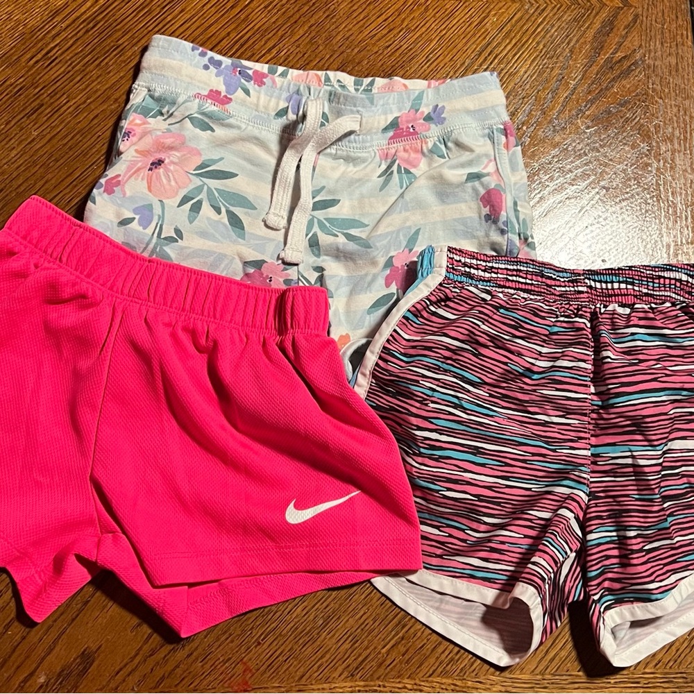 Bundle of 3 girls 5T shorts. Two Nikes and one off brand